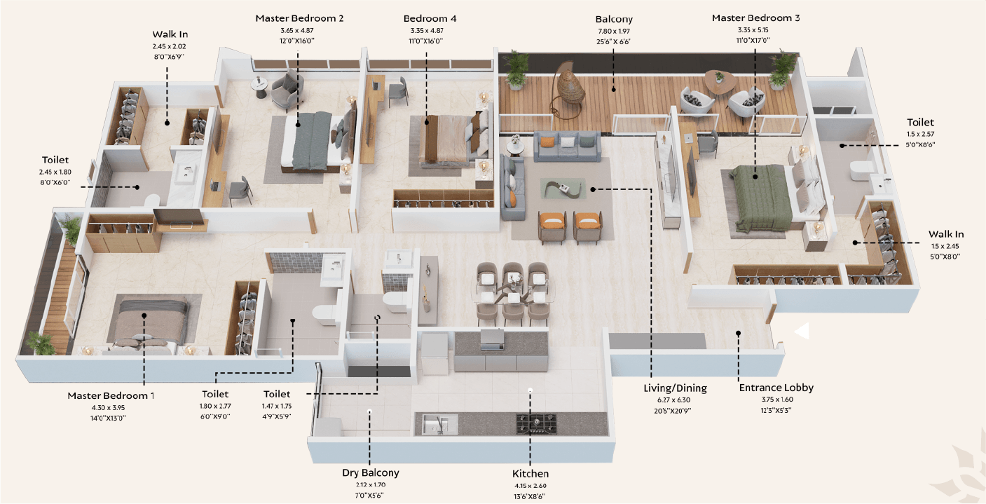Azalea - 3 and 4 BHK Plan