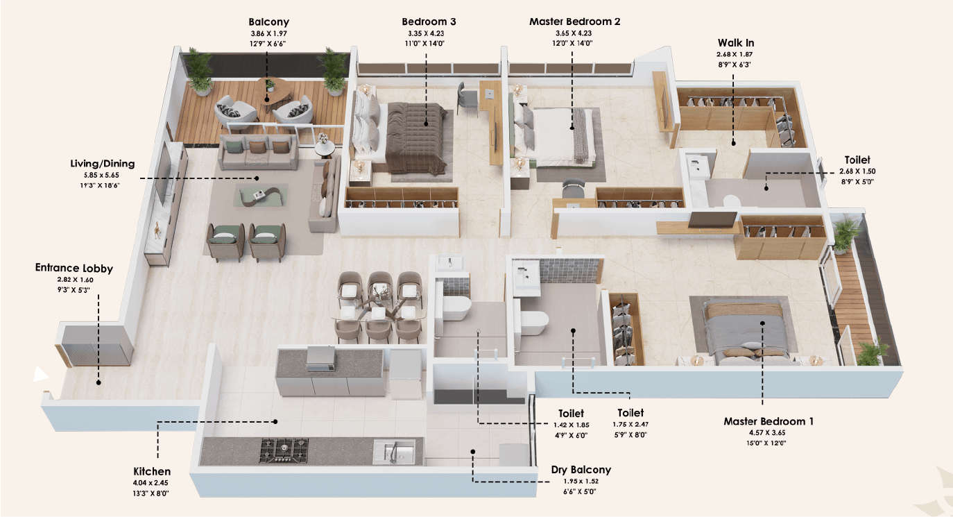 Azalea - 3 and 4 BHK Plan